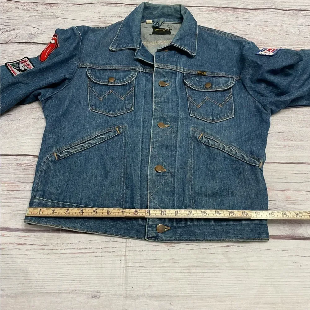 Wrangler Vintage 1970s Jean Jacket Size 40 = Modern US Medium Patches Blue - Picture 11 of 11